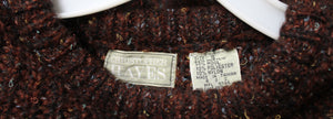 Men's Vintage - Christopher Hayes - Brown w/ Multi Color Fleck Chunky Wool Blend Pullover Cable Knit Sweater - Size S