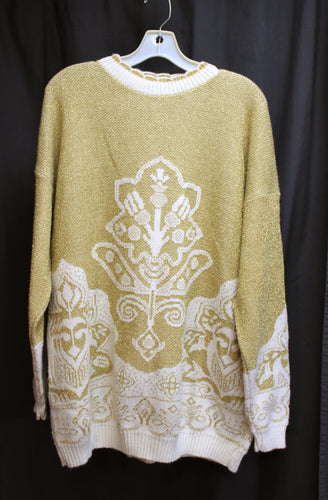 Vintage - TR Bentley - Cream & Gold Metallic Pullover Sweater- Size XL