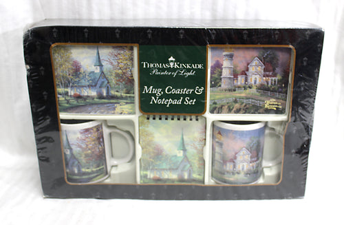 Thomas Kinkade Painter of Light, Mug (2), Coasters (2) & Notepad Set (In Packaging)