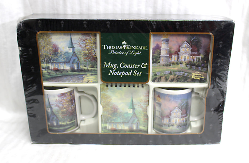 Thomas Kinkade Painter of Light, Mug (2), Coasters (2) & Notepad Set (In Packaging)