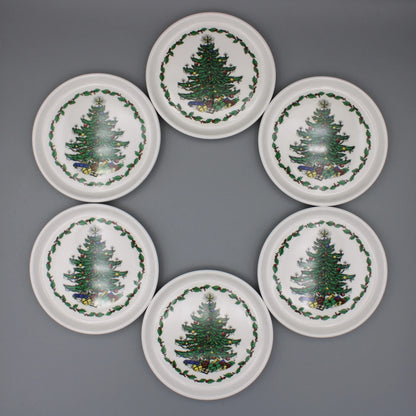 Set of Six Christmas Tree Coaster with a Round Box