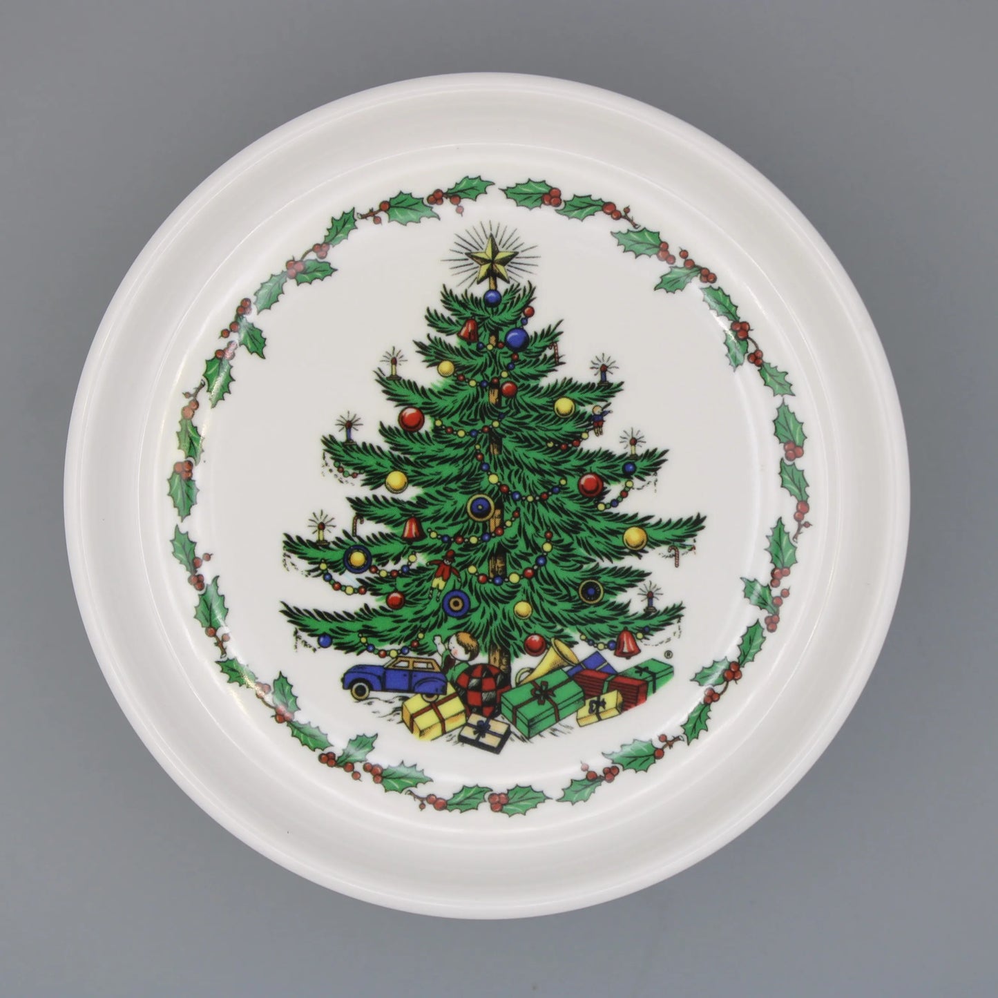 Set of Six Christmas Tree Coaster with a Round Box