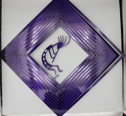 Purple Square Wind Spinner featuring a Kokopelli Figure