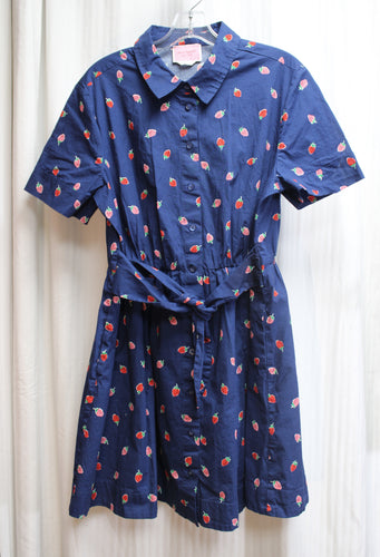 Kate Spade - Blue Wild Strawberry Print Short Shirt Dress - Size XL