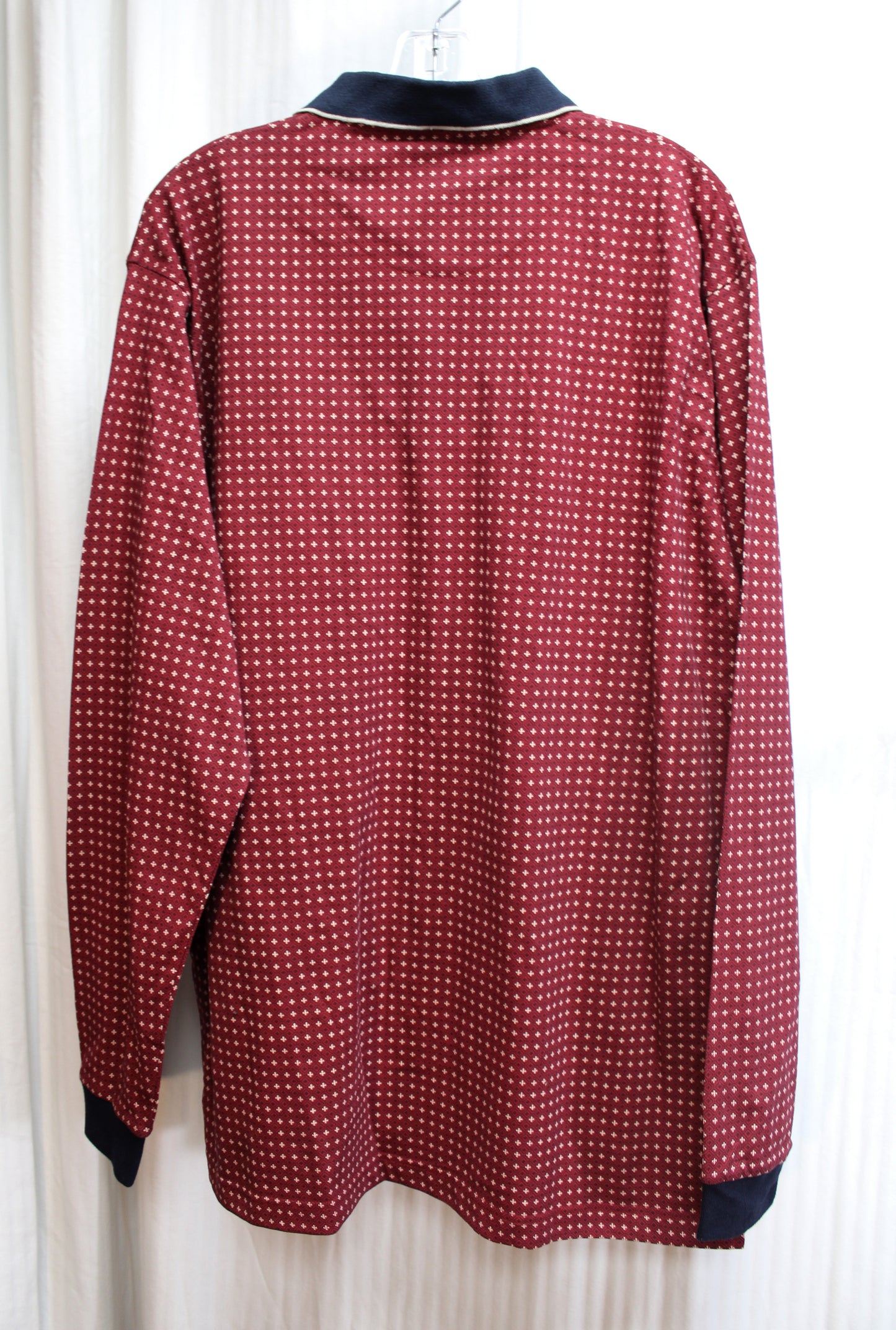 Vintage Men's - John Blair - Rust & Navy, Collared Henley Shirt - Size L