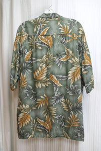 Men's - Campia Moda - Sage Green & Earth Toned Tropical Hawaiian Shirt - Size L