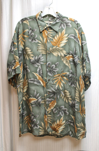 Men's - Campia Moda - Sage Green & Earth Toned Tropical Hawaiian Shirt - Size L
