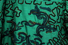 Load image into Gallery viewer, Vintage - Alex Kim - Green w/ Ribbon Applique, Beading &amp; Embroidery, Art to Wear Button Front Jacket - Size: Petite Small