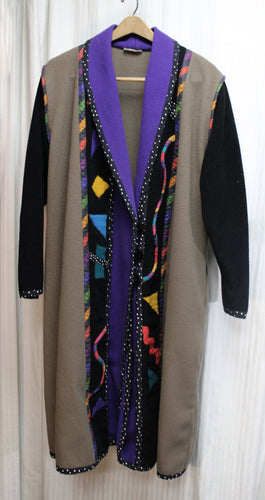 Vintage - Lynn Murray -  Pop Art to Wear Wool Coat - Size L (See Measurements)