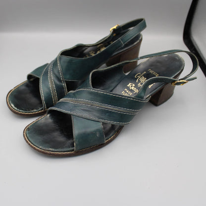 Amalfi by Rangoni - Vintage - Dark Green Puerto Sandals - No Size Mark