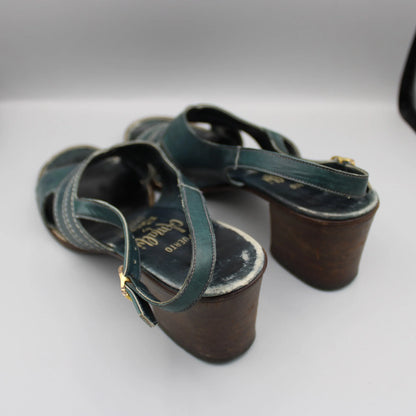Amalfi by Rangoni - Vintage - Dark Green Puerto Sandals - No Size Mark
