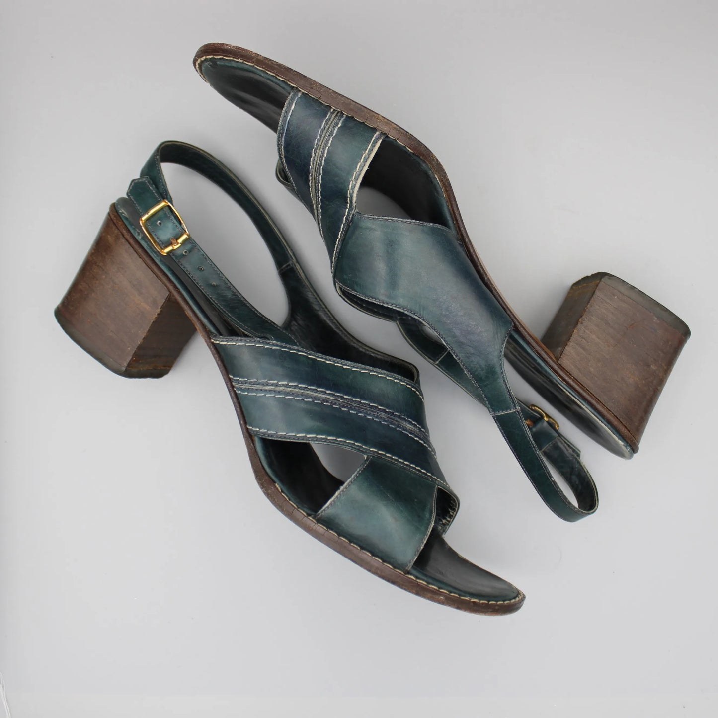 Amalfi by Rangoni - Vintage - Dark Green Puerto Sandals - No Size Mark