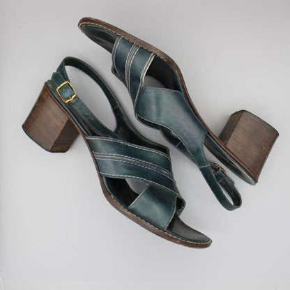 Amalfi by Rangoni - Vintage - Dark Green Puerto Sandals - No Size Mark