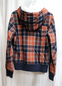 Rubbish - Wool (Recycled) Blend Plaid Hooded Zip Up Hoodie Jacket - Size XL (Runs Small, See Measurements)