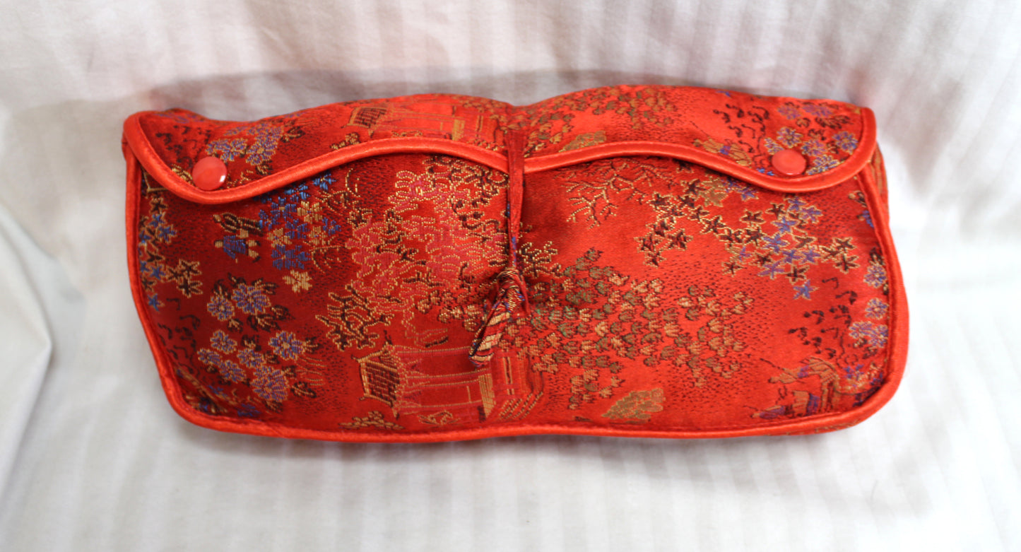 Vintage - Charles Jourdan - Red "Satin Scuff" House Shoes Size XL (11) w/ Case