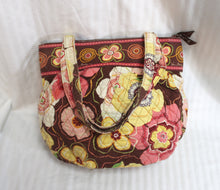 Load image into Gallery viewer, Vera Bradley - &quot;Buttercup&quot; Brown, Yellow &amp; Pink Floral Quilted Bag