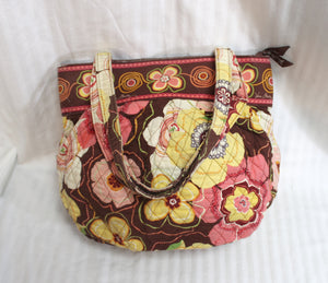 Vera Bradley - "Buttercup" Brown, Yellow & Pink Floral Quilted Bag