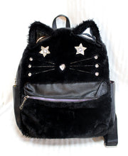 Load image into Gallery viewer, Betsey Johnson - Black Plush Cat Backpack w/ Rhinestones (See Note)