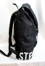 Load image into Gallery viewer, Steve Madden - Large Black Logo Utility Backpack w/ White &amp; Black Checkerboard  Lining, Padded Shoulder Straps