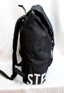 Steve Madden - Large Black Logo Utility Backpack w/ White & Black Checkerboard  Lining, Padded Shoulder Straps