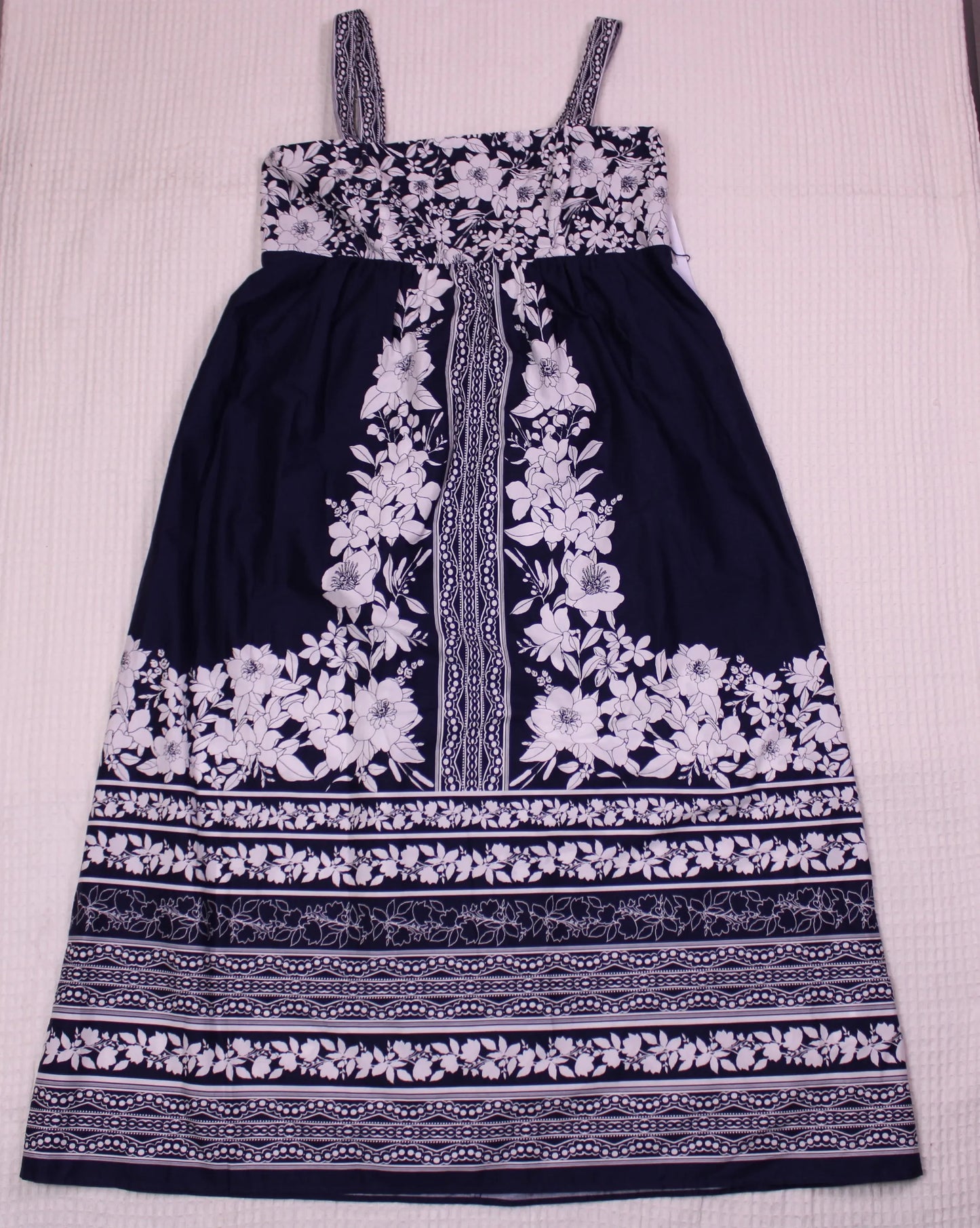London Times - Smocked-Back Square-Neck Tiered Maxi Dress - Size 16