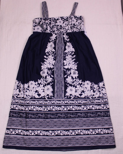London Times - Smocked-Back Square-Neck Tiered Maxi Dress - Size 16