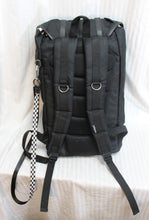 Load image into Gallery viewer, Steve Madden - Large Black Logo Utility Backpack w/ White &amp; Black Checkerboard  Lining, Padded Shoulder Straps