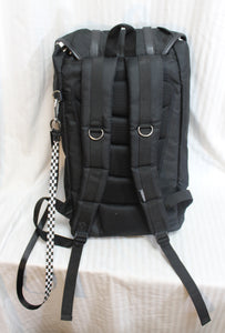 Steve Madden - Large Black Logo Utility Backpack w/ White & Black Checkerboard  Lining, Padded Shoulder Straps