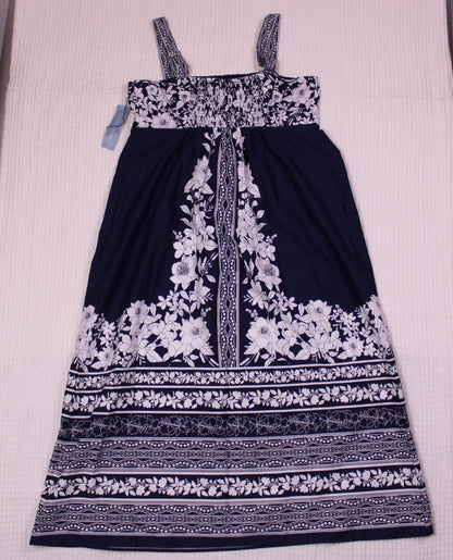 London Times - Smocked-Back Square-Neck Tiered Maxi Dress - Size 16