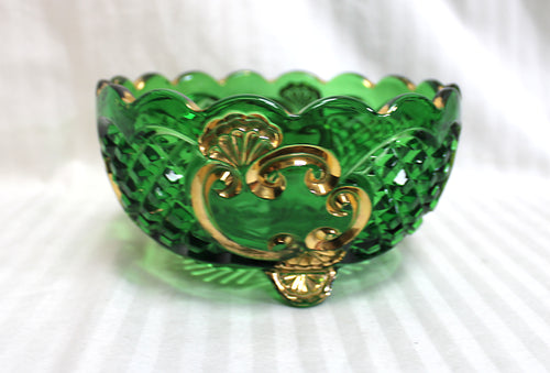 Emerald Green & Metallic Gold, Riverside Glass Croesus Bowl