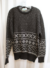 Load image into Gallery viewer, Men&#39;s Vintage - Royal North Mills Outfitters - - Black &amp; White Fair Isle Wool Sweater - Size M