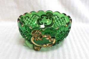 Emerald Green & Metallic Gold, Riverside Glass Croesus Bowl