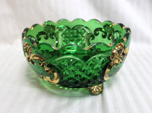 Load image into Gallery viewer, Emerald Green &amp; Metallic Gold, Riverside Glass Croesus Bowl