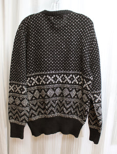 Men's Vintage - Royal North Mills Outfitters - - Black & White Fair Isle Wool Sweater - Size M