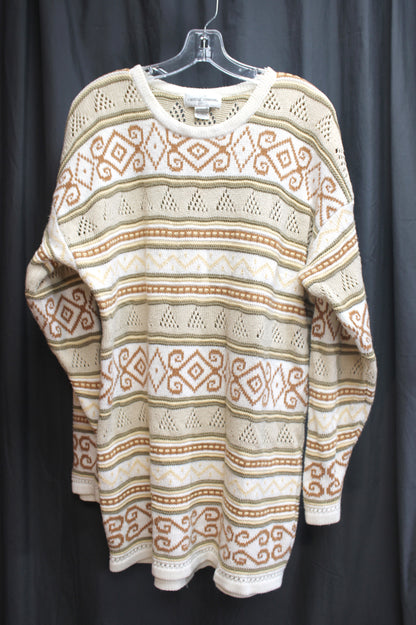 Casual Corner - Geometric Pattern, Tunic Length Oversized Sweater - Size M