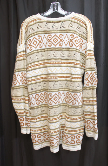 Casual Corner - Geometric Pattern, Tunic Length Oversized Sweater - Size M