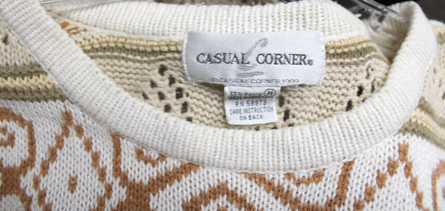 Casual Corner - Geometric Pattern, Tunic Length Oversized Sweater - Size M