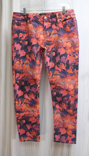 A.N.A, A New Approach - Red & Multicolor Abstract Floral Skinny Jeans - Size 12 Petite