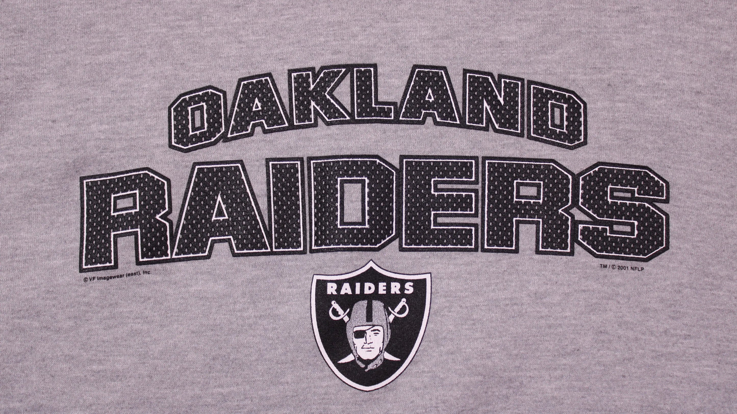 CSA - Vintage Y2K - Light Gray Oakland Raiders Hoodie - Size L