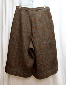 Vintage - Sportsworks- 100% Wool, Brown Herringbone Wide Leg Culottes - Size 8 *vintage sizing, see measurements 24" Waist)