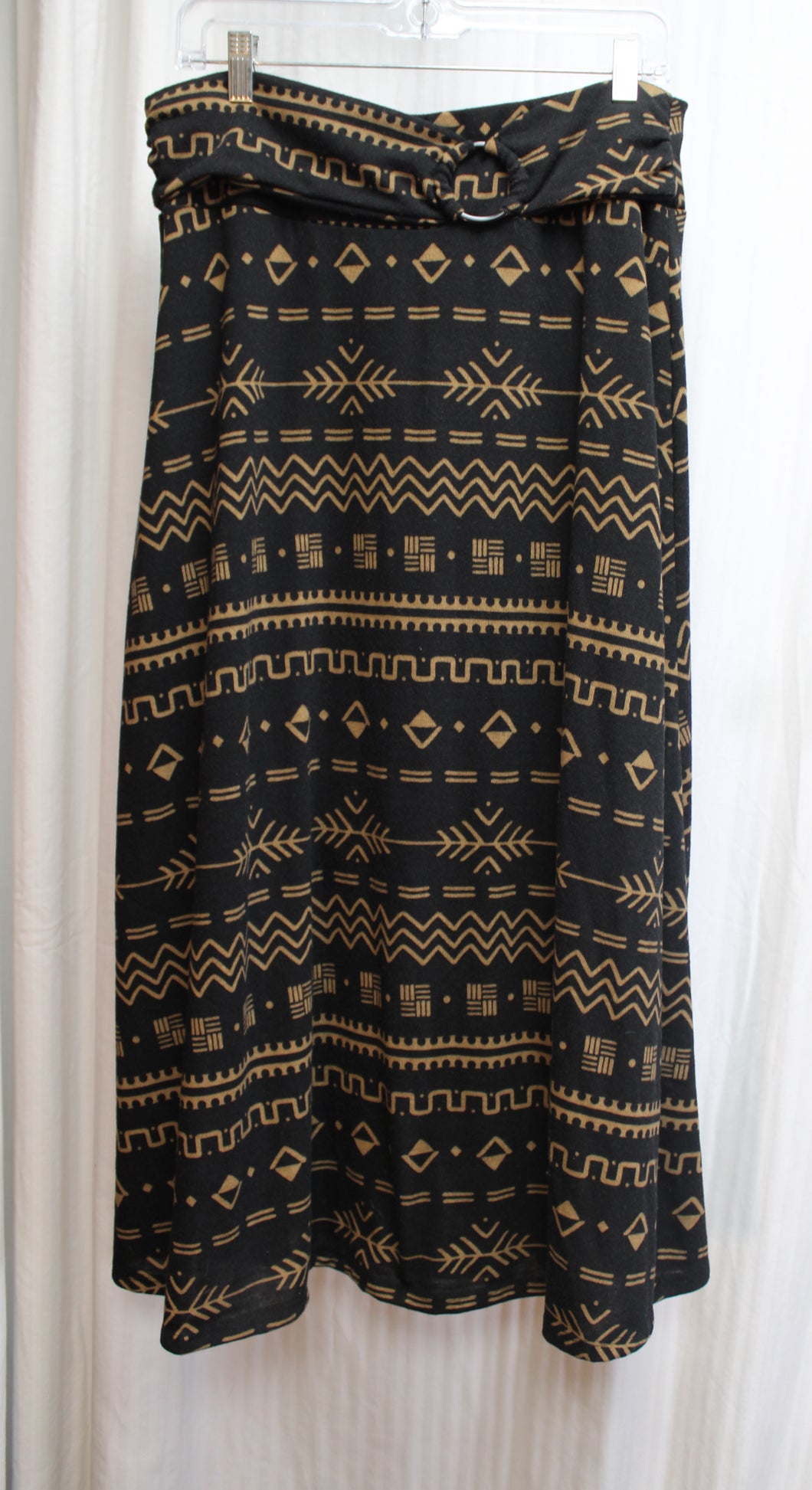Robert Louis - Black & Brown Southwest Print Pull on A-Line Maxi Skirt - Size L