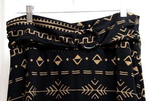 Robert Louis - Black & Brown Southwest Print Pull on A-Line Maxi Skirt - Size L