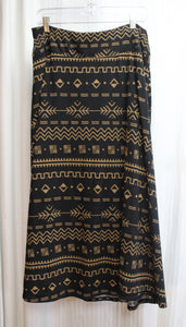 Robert Louis - Black & Brown Southwest Print Pull on A-Line Maxi Skirt - Size L