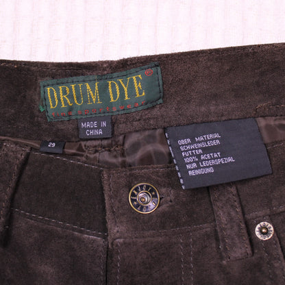 Drum Rye - Vintage - Dark Brown Suede Leather Jeans - Size 29
