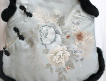 Load image into Gallery viewer, Asian Style Floral Jacquard w/ Frog Closures &amp; Frim Trim Vest - Size S (approx, See Measurements)
