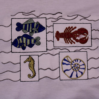 Bobbie Brooks - Vintage - White Marine Life Embroidered T-Shirt - Size 22W / 24W