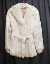Load image into Gallery viewer, Vintage - Fur Couture, Beverly Hills - Cream French Rabbit Fur Coat w/ Tie Belt - See Measurements 19&quot; Chest (pit to pit)
