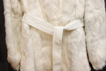 Load image into Gallery viewer, Vintage - Fur Couture, Beverly Hills - Cream French Rabbit Fur Coat w/ Tie Belt - See Measurements 19&quot; Chest (pit to pit)