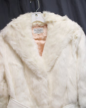 Load image into Gallery viewer, Vintage - Fur Couture, Beverly Hills - Cream French Rabbit Fur Coat w/ Tie Belt - See Measurements 19&quot; Chest (pit to pit)