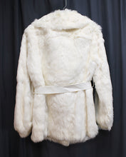 Load image into Gallery viewer, Vintage - Fur Couture, Beverly Hills - Cream French Rabbit Fur Coat w/ Tie Belt - See Measurements 19&quot; Chest (pit to pit)